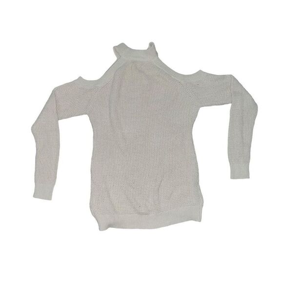 GUESS Cream Cold Shoulder Cut Out Knitted Sweater Size L - Picture 2 of 7